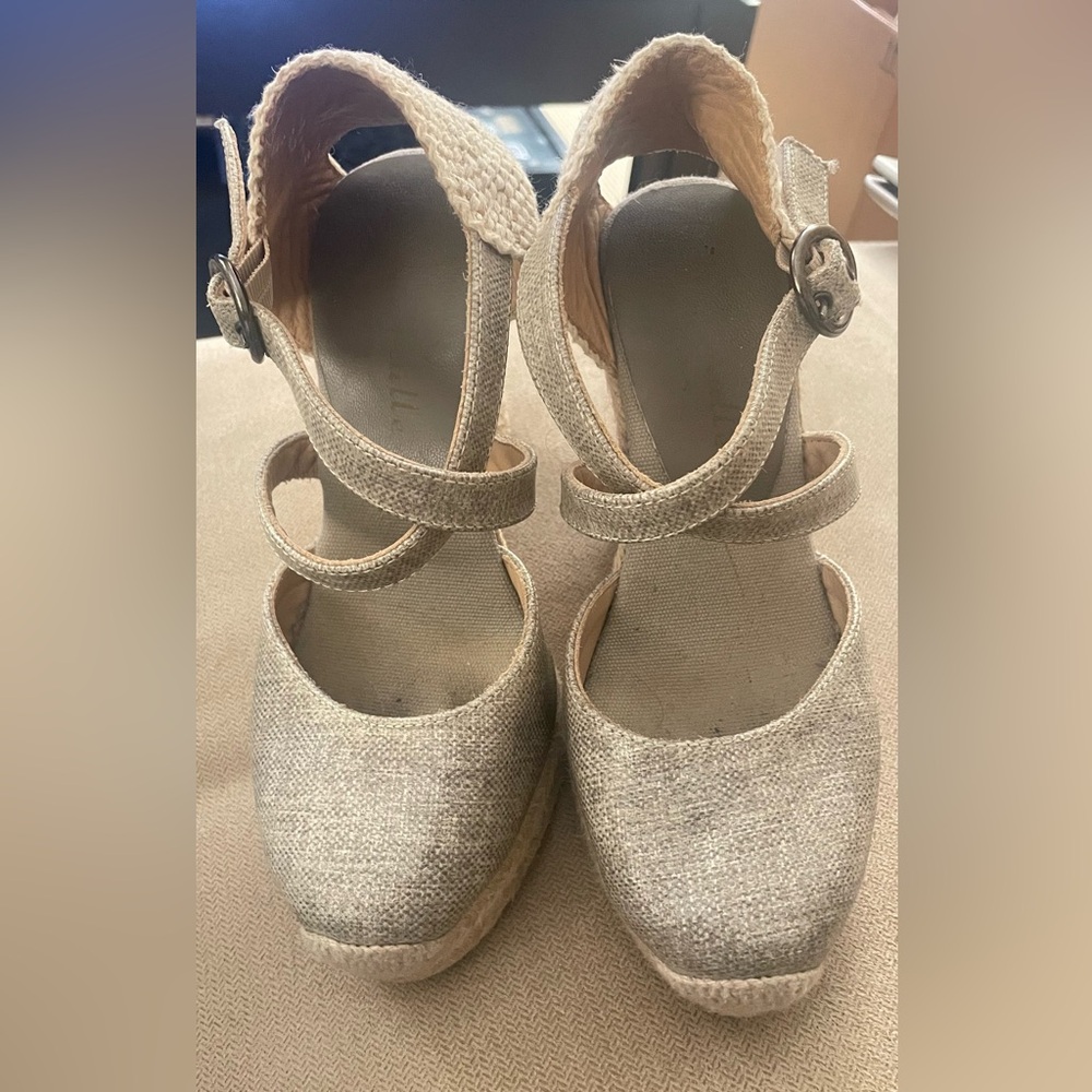 Betty Muller Katy Espadrille Sandals /shoes tan canvas
